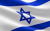 Flag of Israel. 3D illustration of the Israeli flag waving.